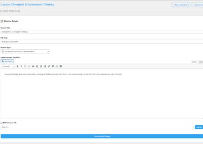 Academy Lite - Edit existing module or lesson screen